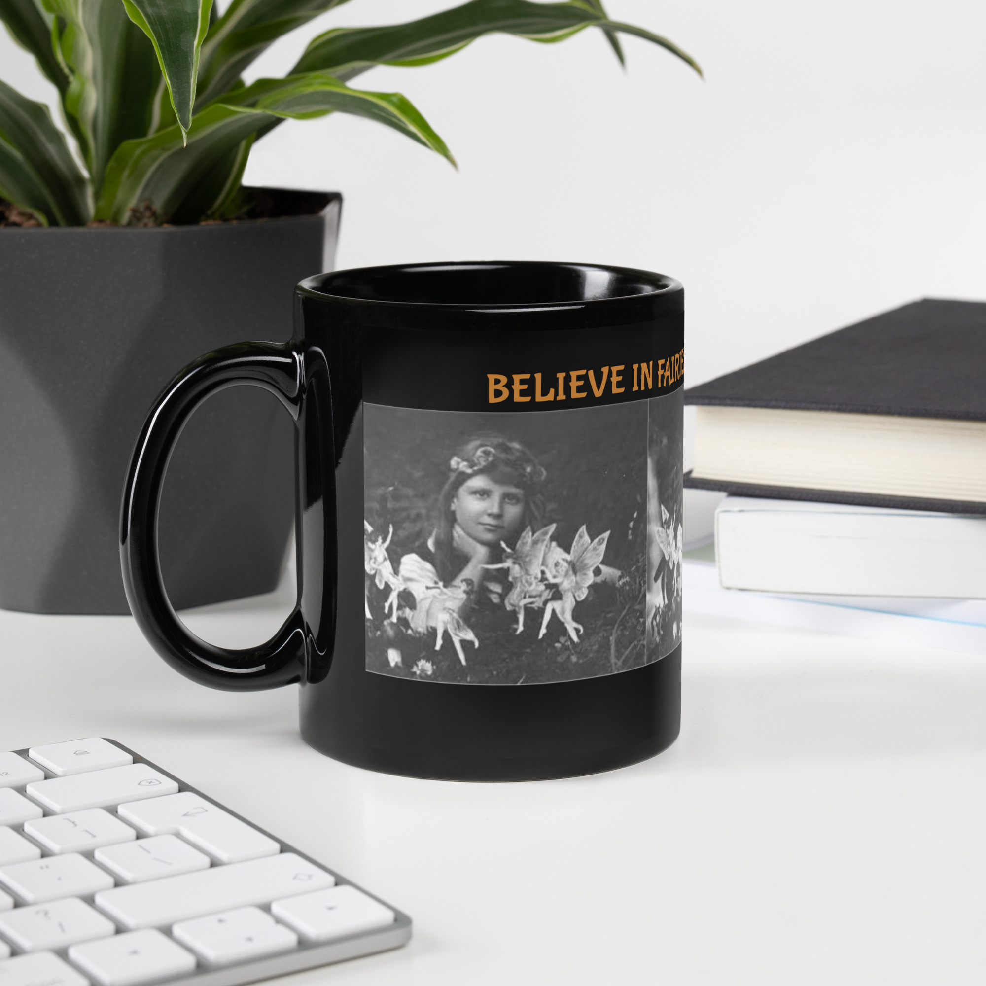 BELIEVE IN FAIRIES... THEY BELIEVE IN YOU! Black Glossy Mug - Image 5