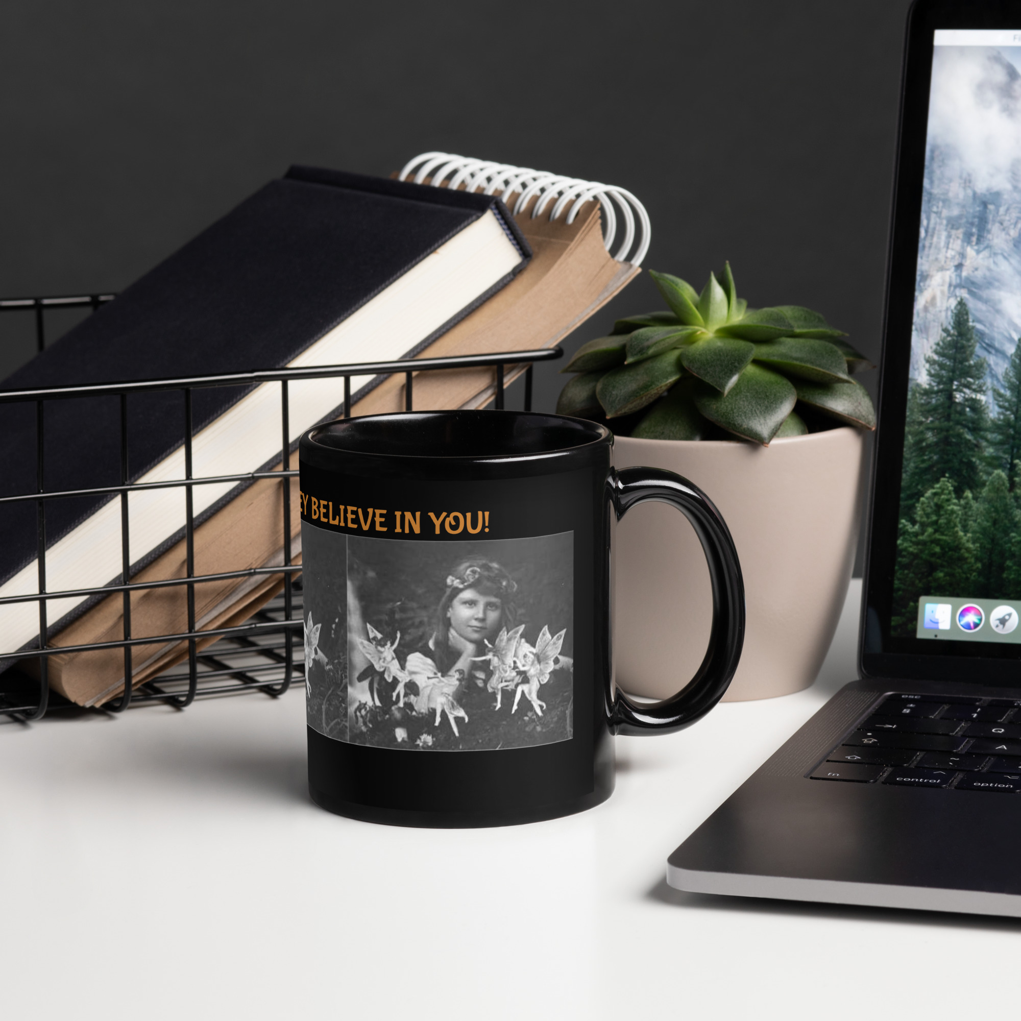 BELIEVE IN FAIRIES... THEY BELIEVE IN YOU! Black Glossy Mug - Image 4